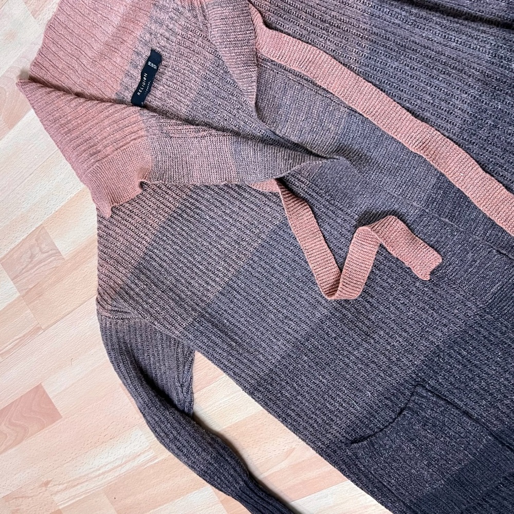 Religion London Terracotta Knit Cowl Neck Open Cardigan XS oversized neutral - Picture 5 of 8
